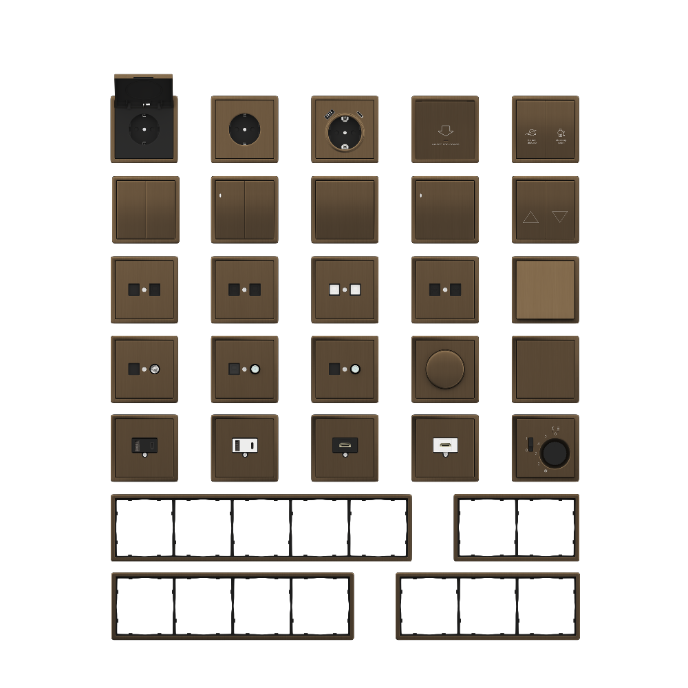 Выключатель двухклавишный встраиваемый Donel R98 Metal с символами DND/MUR Латунь DA25800-DA888ME — изображение 3