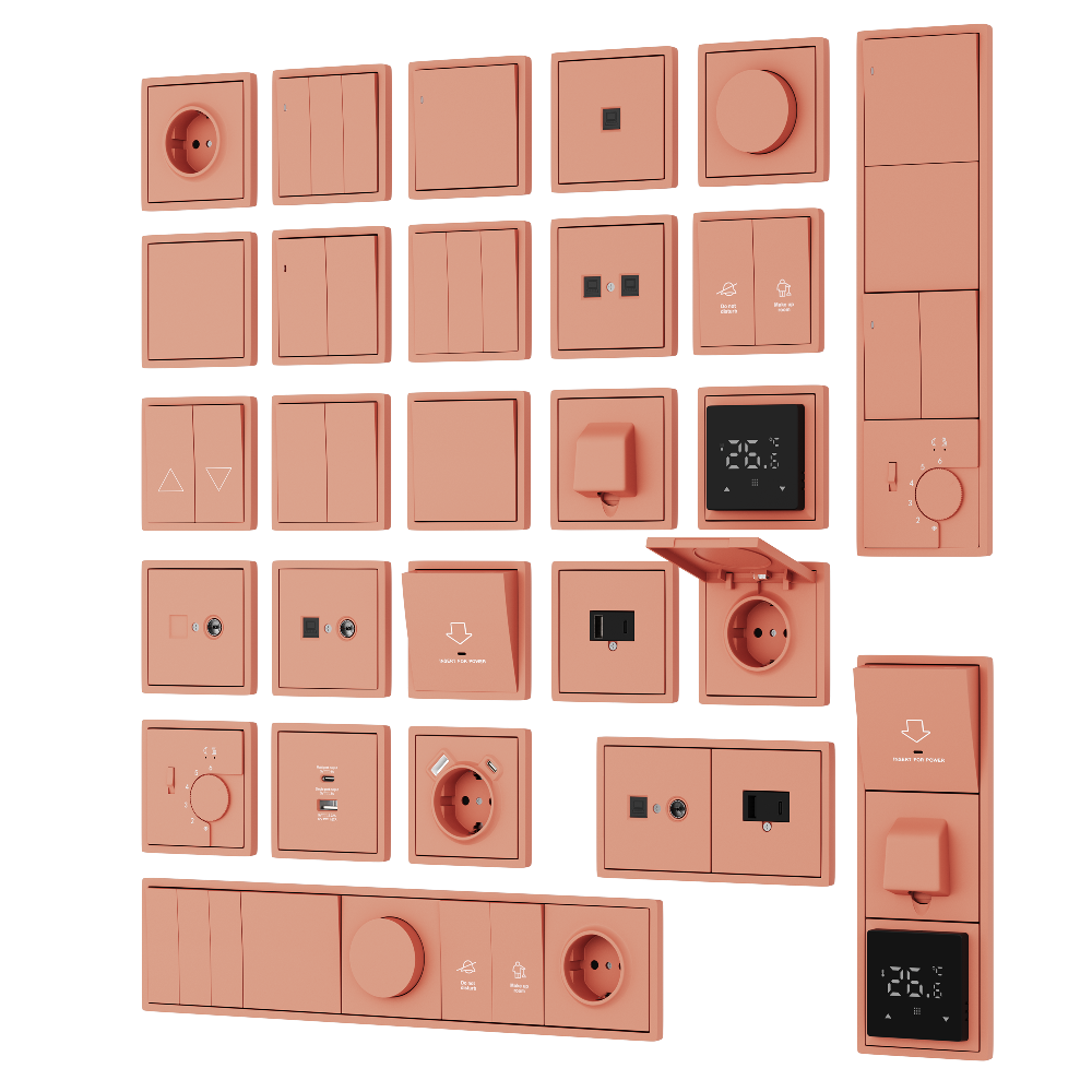 Выключатель трехклавишный встраиваемый Donel R98 звонкового типа Коралл матовый DA35100-DA29345 — изображение 3