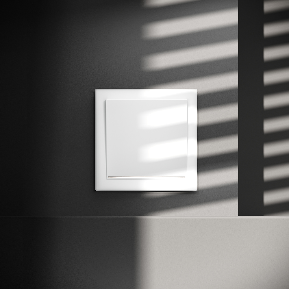 Выключатель одноклавишный встраиваемый проходной Voltum S70 с подсветкой Белый матовый VLS010402 — изображение 4