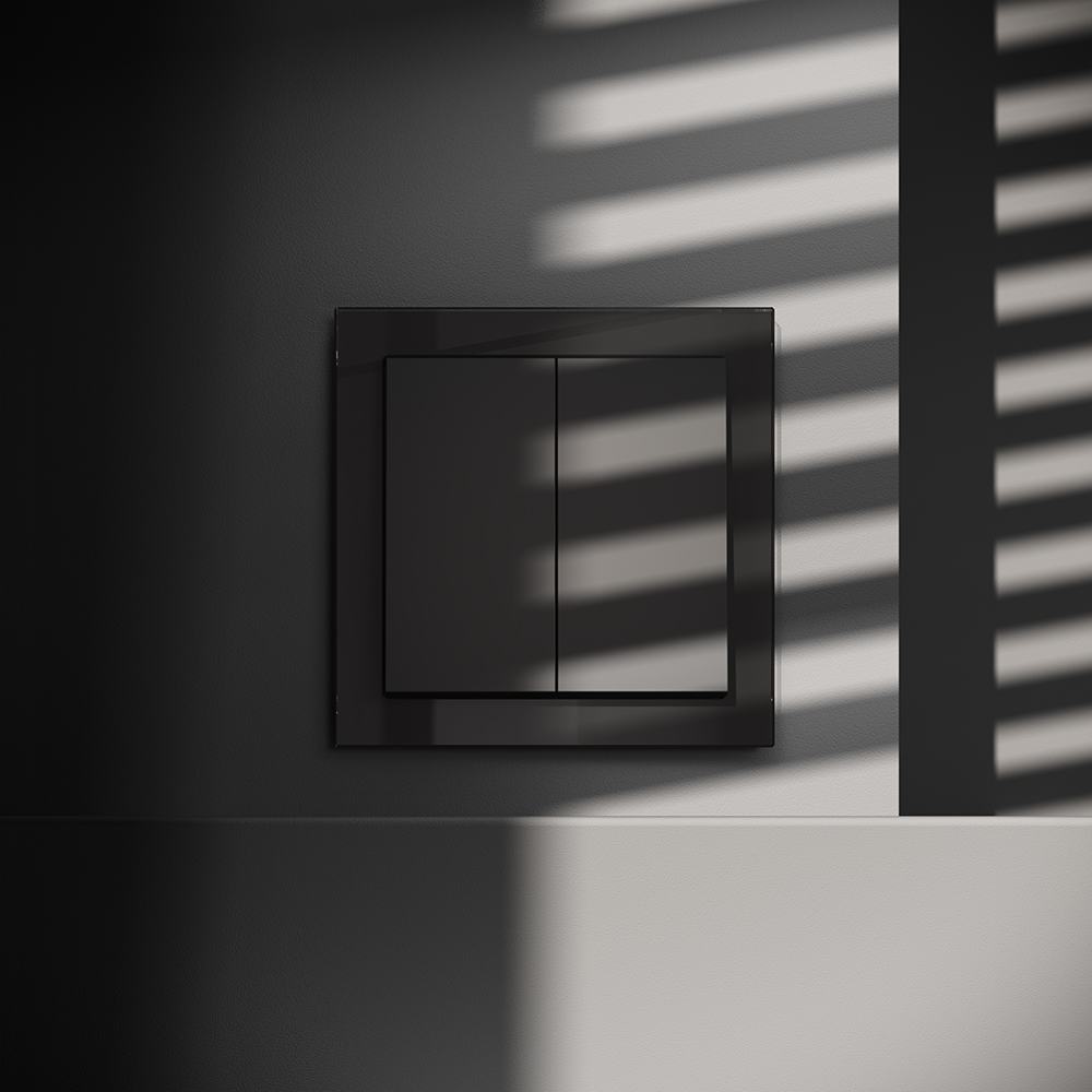 Выключатель двухклавишный встраиваемый Voltum S70 Черный матовый VLS020108 — изображение 4