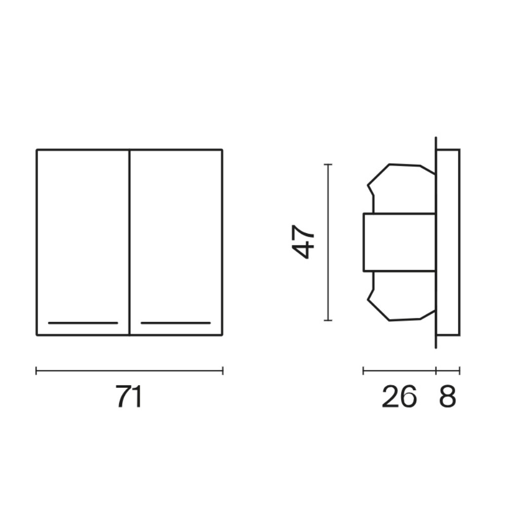 Выключатель двухклавишный встраиваемый Voltum S70 с подсветкой Шелк VLS020204 — изображение 6