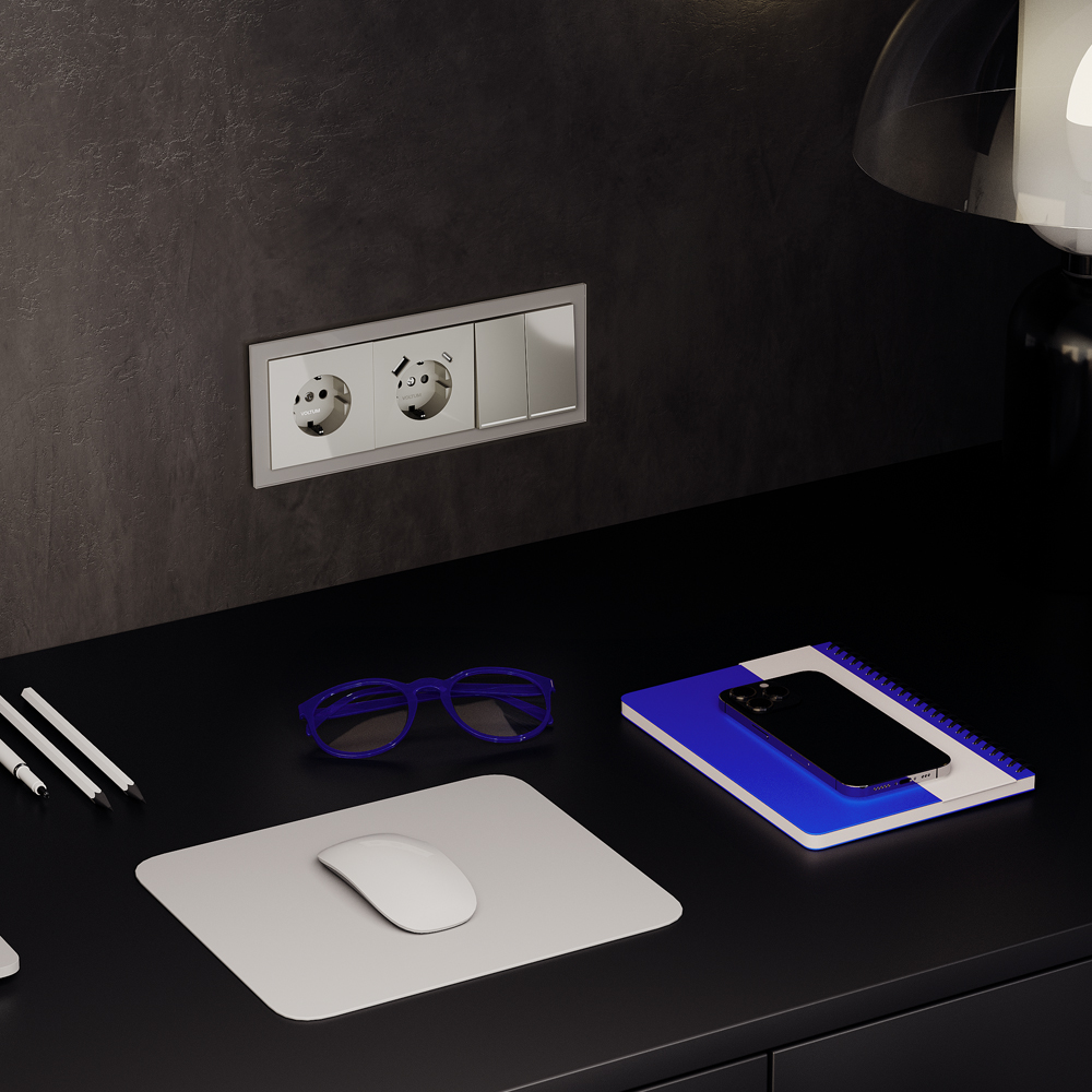 Выключатель двухклавишный встраиваемый Voltum S70 с подсветкой Шелк VLS020204 — изображение 5