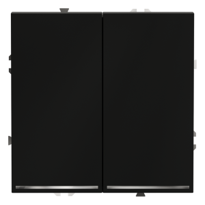 Выключатель двухклавишный встраиваемый Voltum S70 с подсветкой Черный матовый VLS020208