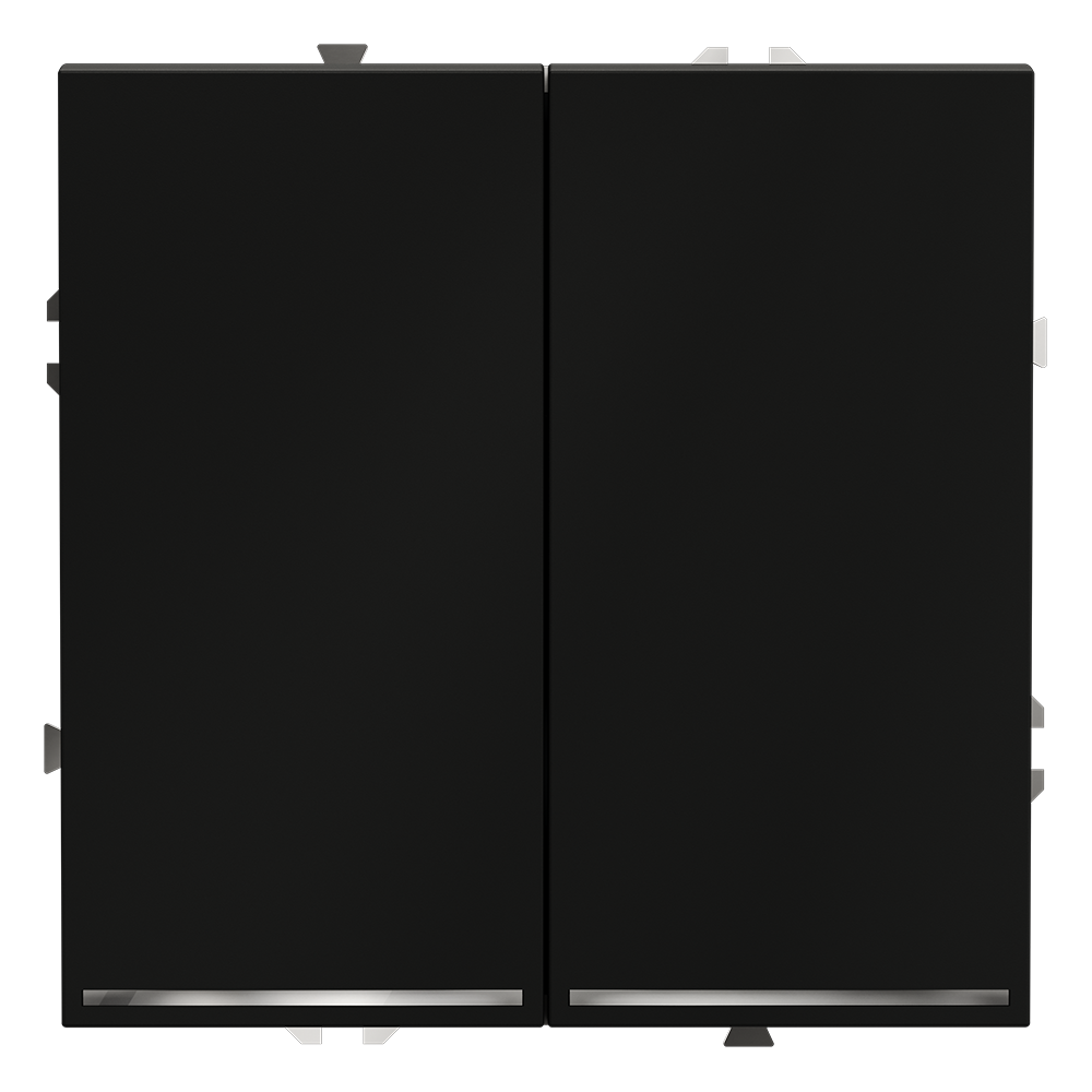 Выключатель двухклавишный встраиваемый Voltum S70 с подсветкой Черный матовый VLS020208