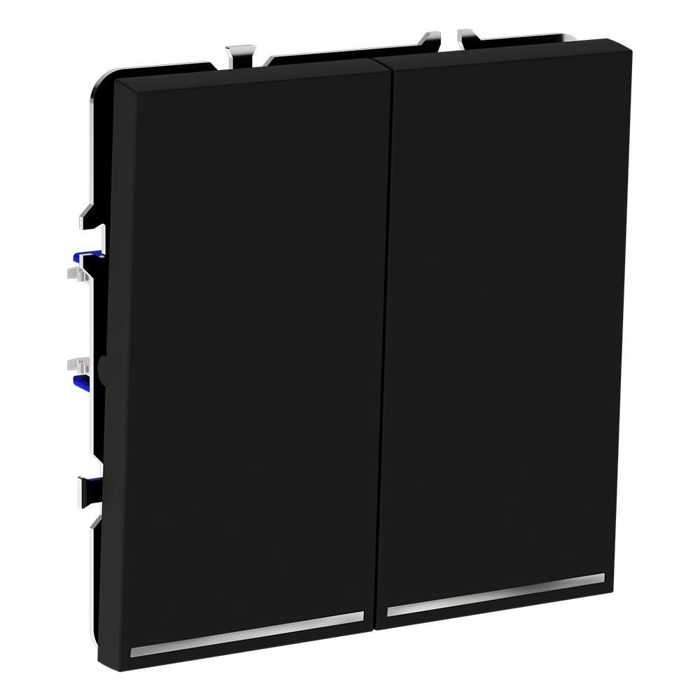 Выключатель двухклавишный встраиваемый Voltum S70 с подсветкой Черный матовый VLS020208 — изображение 2