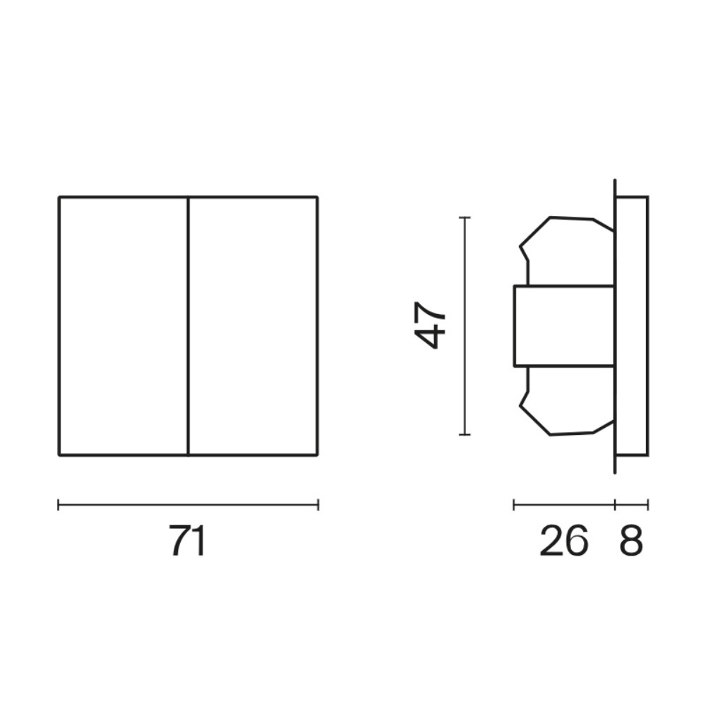 Выключатель двухклавишный встраиваемый проходной Voltum S70 Графит VLS020307 — изображение 5