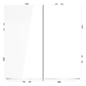 Выключатель двухклавишный встраиваемый проходной Voltum S70 с подсветкой Белый Глянцевый VLS020401