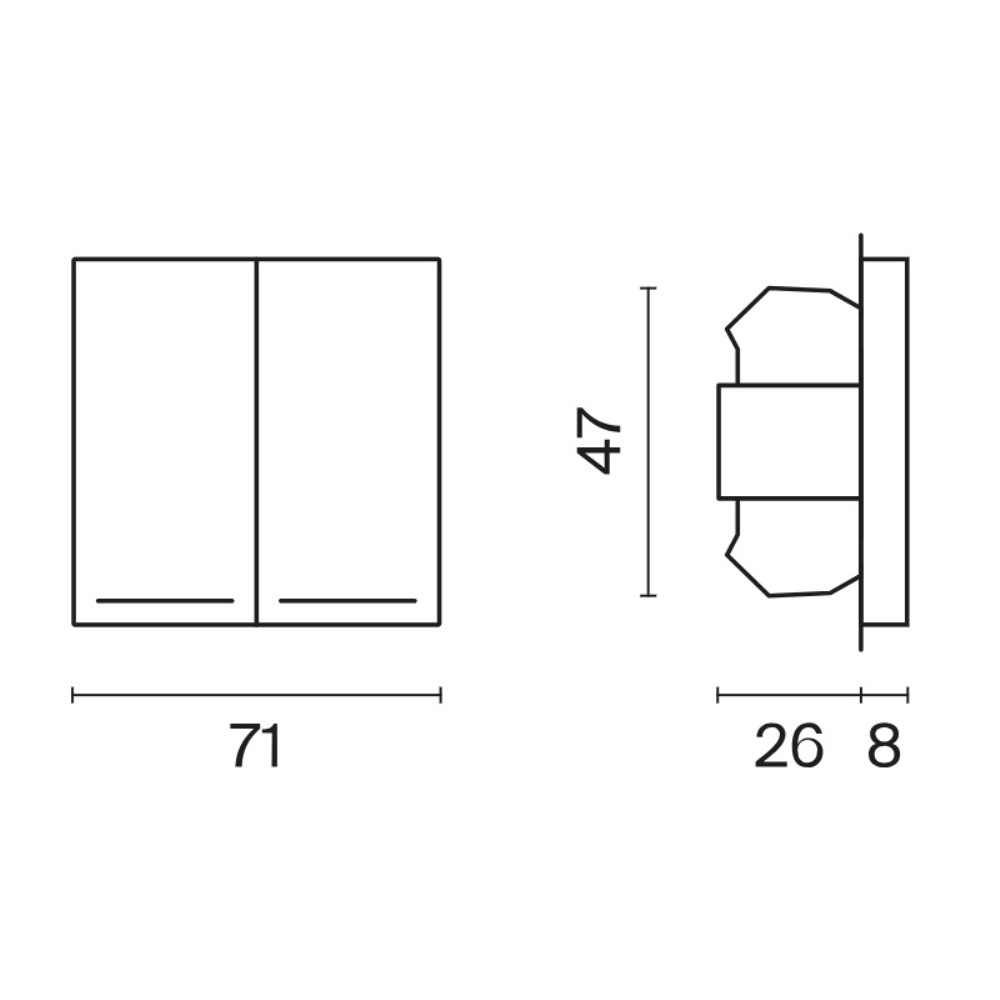Выключатель двухклавишный встраиваемый проходной Voltum S70 с подсветкой Шелк VLS020404 — изображение 6