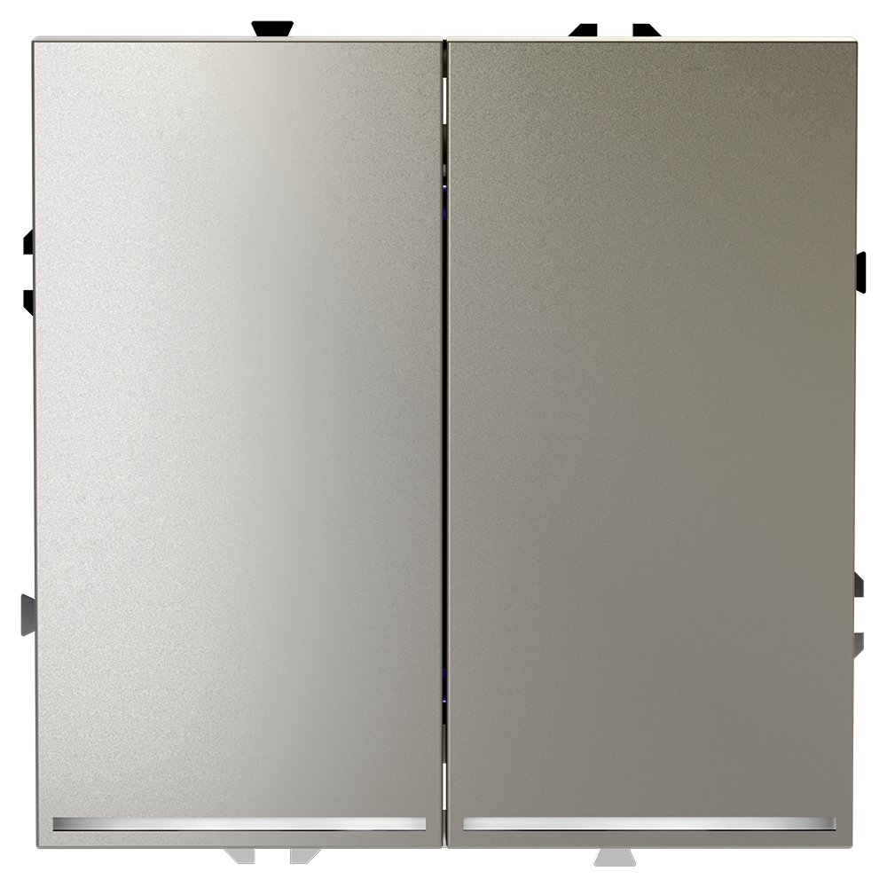 Выключатель двухклавишный встраиваемый проходной Voltum S70 с подсветкой Шелк VLS020404