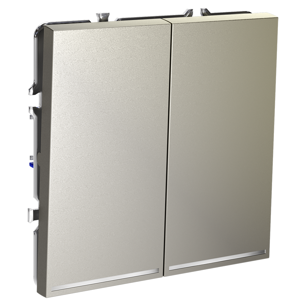 Выключатель двухклавишный встраиваемый проходной Voltum S70 с подсветкой Шелк VLS020404 — изображение 2