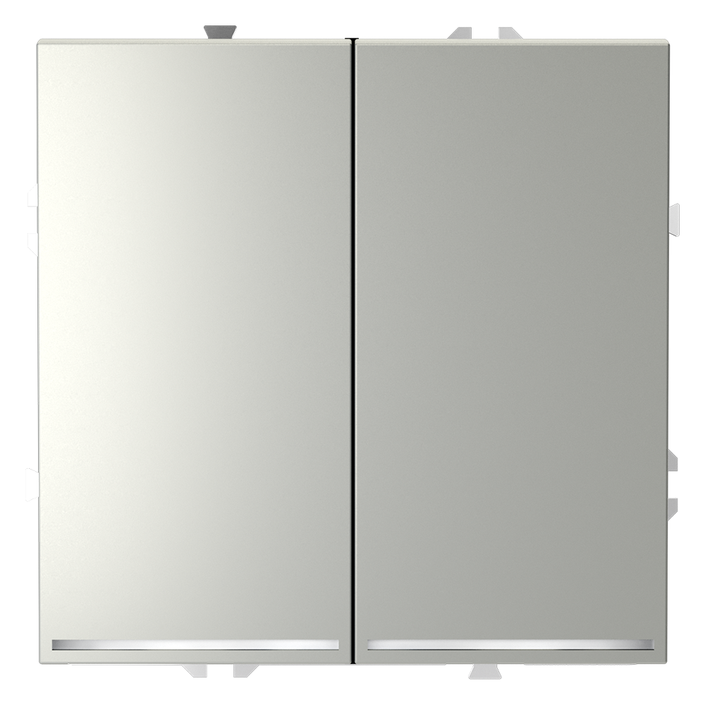 Выключатель двухклавишный встраиваемый проходной Voltum S70 с подсветкой Сталь VLS020405