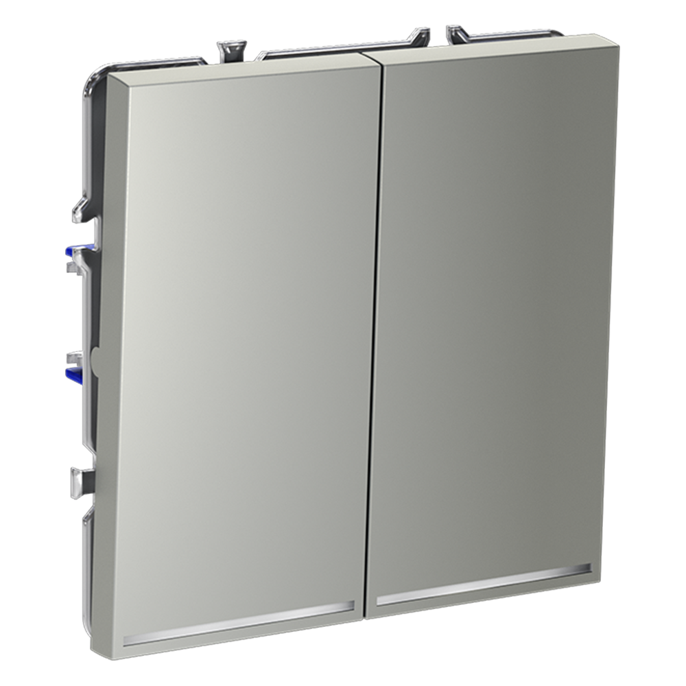 Выключатель двухклавишный встраиваемый проходной Voltum S70 с подсветкой Сталь VLS020405 — изображение 2