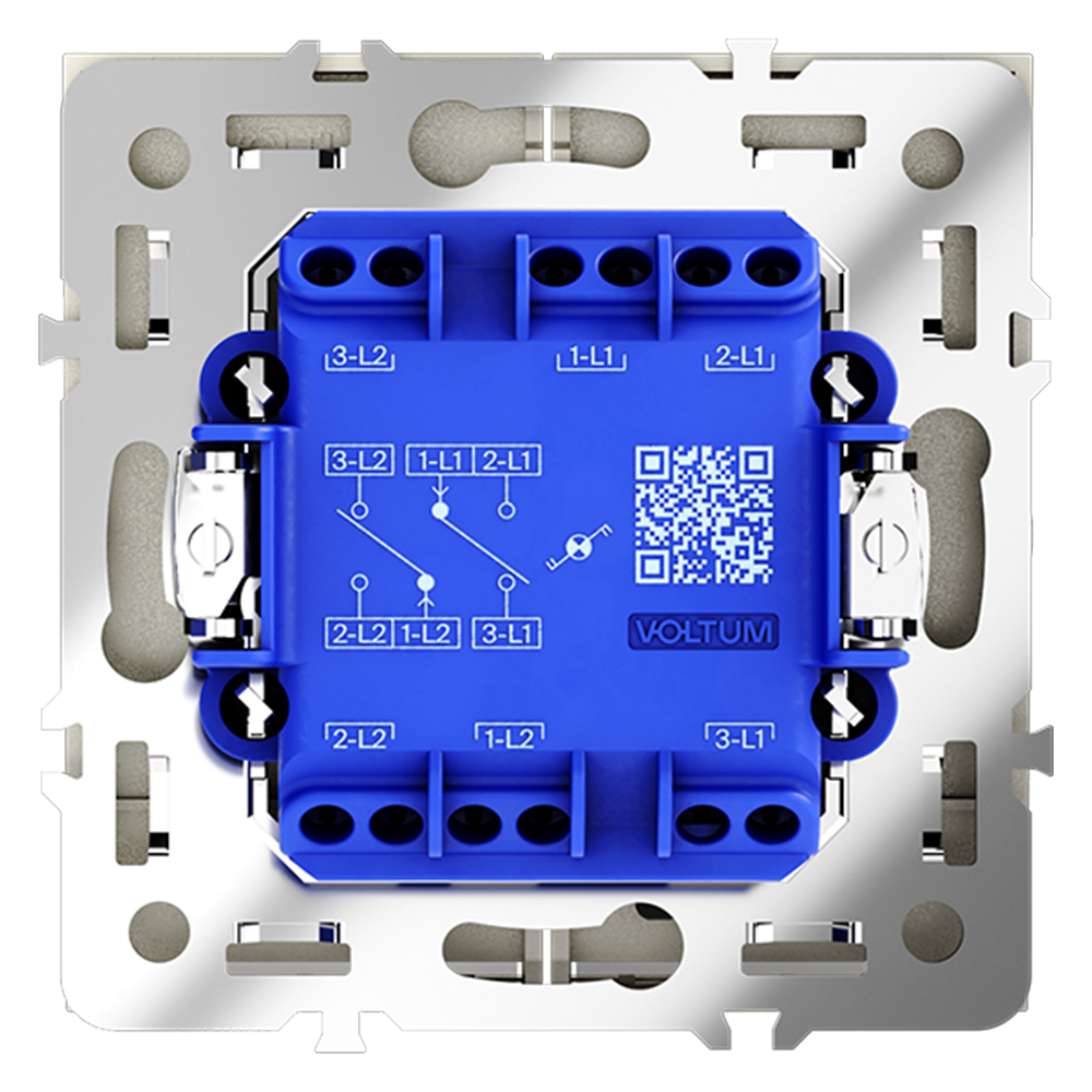 Выключатель двухклавишный встраиваемый проходной Voltum S70 с подсветкой Сталь VLS020405 — изображение 3