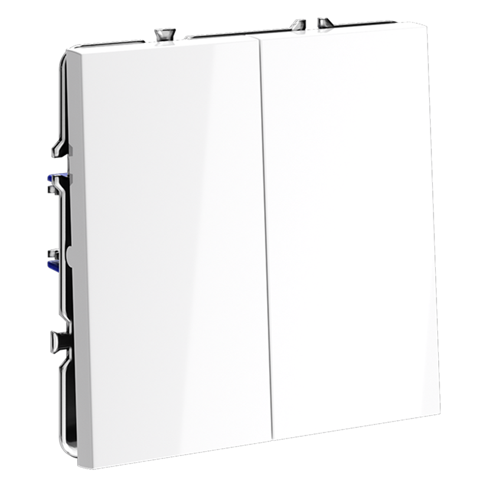 Выключатель двухклавишный встраиваемый с самовозвратом Voltum S70 Белый Глянцевый VLS020601 — изображение 2