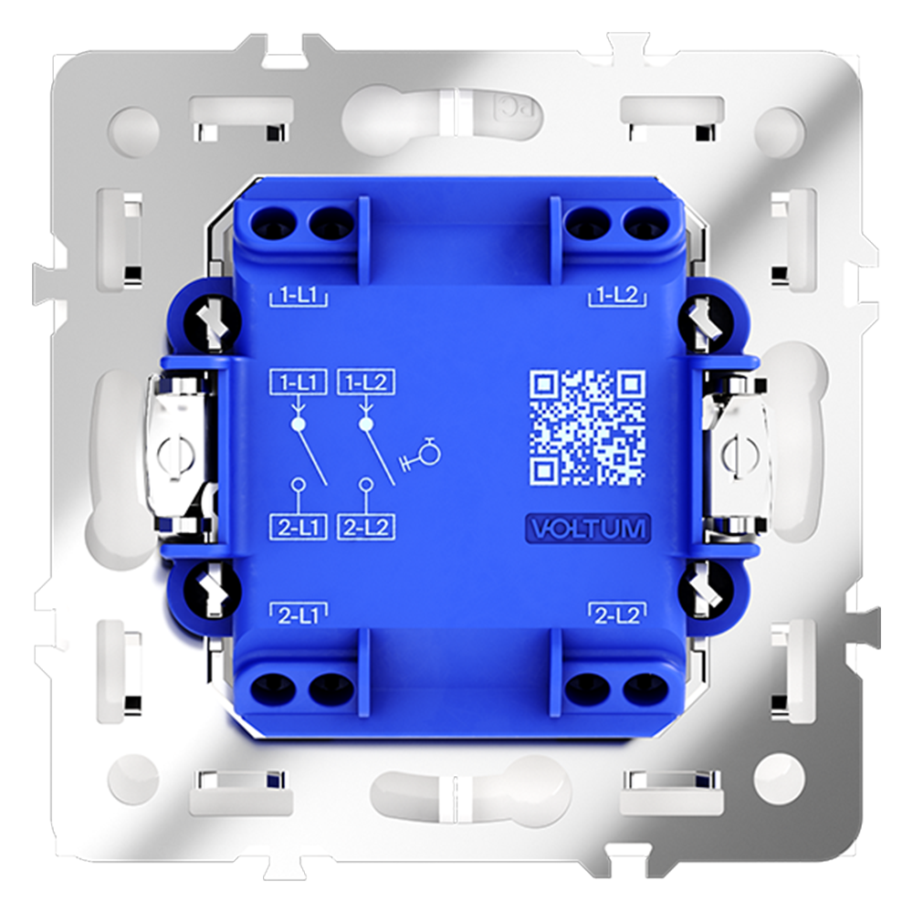 Выключатель двухклавишный встраиваемый с самовозвратом Voltum S70 Белый Глянцевый VLS020601 — изображение 3