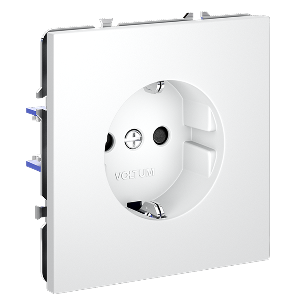 Розетка встраиваемая Voltum S70 с заземлением и шторками Белый матовый VLS040202 — изображение 2