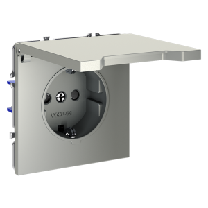 Розетка встраиваемая Voltum S70 с заземлением, защитными шторками и крышкой Сталь VLS040305