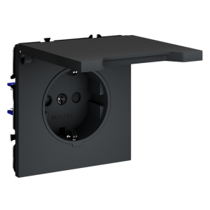 Розетка встраиваемая Voltum S70 с заземлением, защитными шторками и крышкой Графит VLS040307