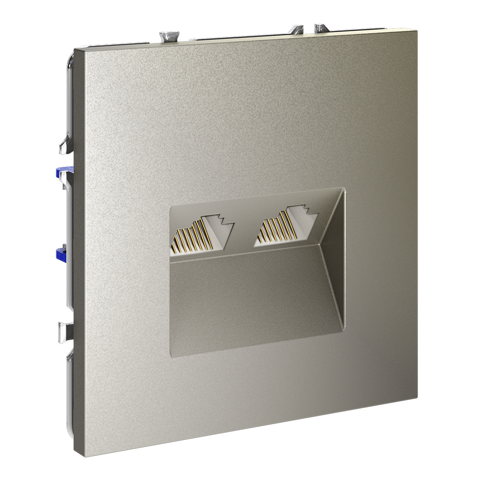 Розетка встраиваемая двойная Ethernet Voltum S70 RJ45+RJ45 Cat.6 Шелк VLS060204 — изображение 2